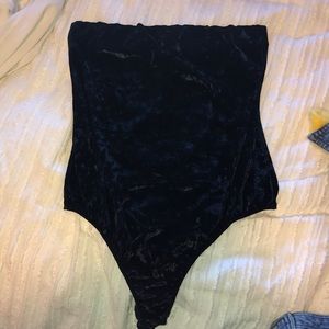 Strapless velvet bodysuit